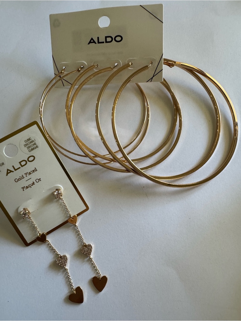ALDO Gold-Tone Hoop and Heart Dangle Earring Set